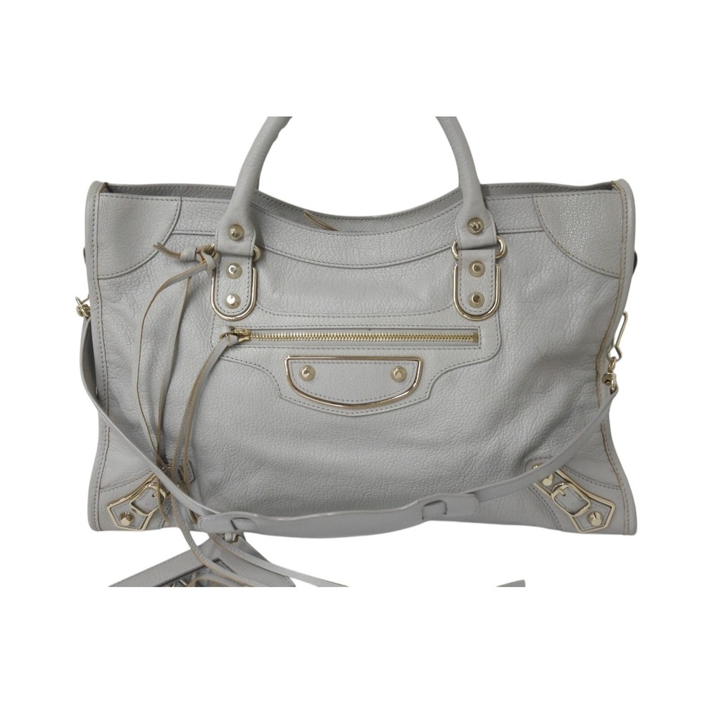 Balenciaga Gray Hobo Handbag Shoulder One Leather The City - Picture 1 of 10